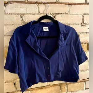 Sunday Best Blue Cropped Button Up Size L